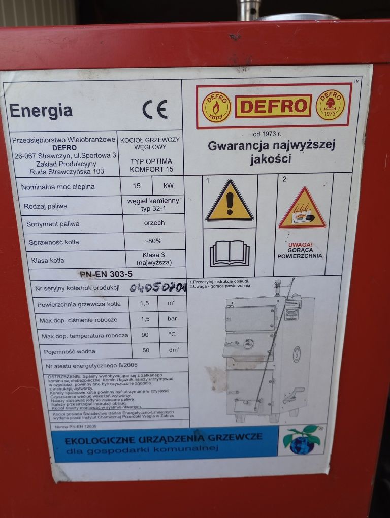 Części do pieca defro Optima 15kw