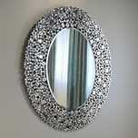 Srebrne lustro glamour owalne 94x120