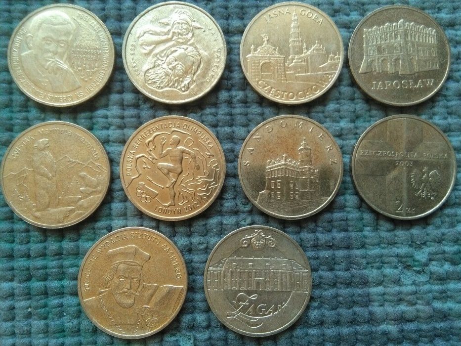 monety 2 zł kolekcja 10 szt lata 2002 do 2012