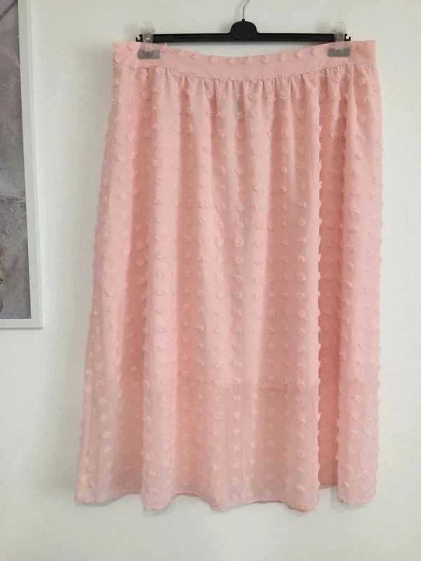 shein curve piękna spódnica pudrowa 3xl/50 plus size wysoki stan