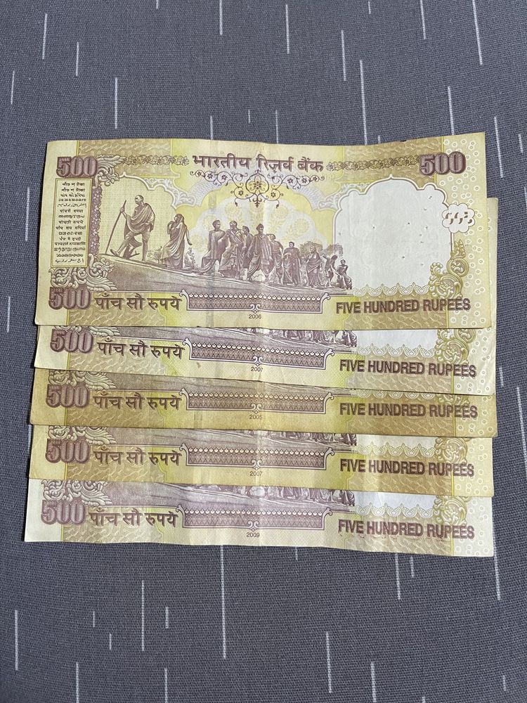 Індійська рупія. 500 рупій Індії. Банкноти Індії. Магатма Ґанді