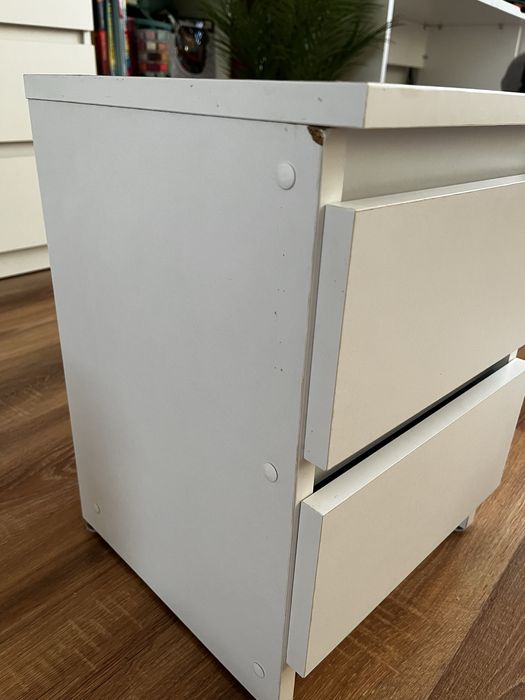 Szafka półka nocna z szufladami biała