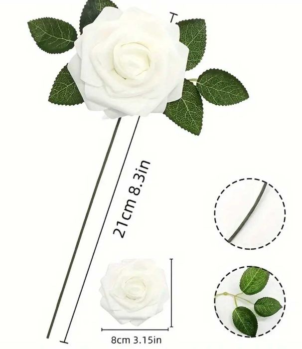 Весільний букет з штучних троянд, білі, декор на арку, столи,