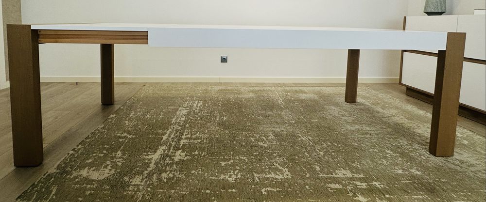 Mesa Extensivel Lacado a Branco com Madeira C200*L100