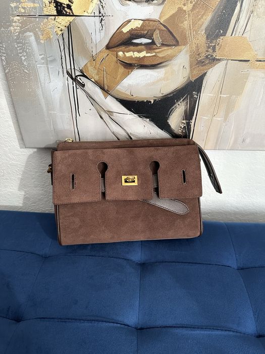 Сумка Balenciaga Bel Air замшева | коричнева, шоколадна, чорнай