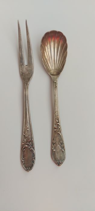 Srebrne sztucce Alpacca łyżeczka do cukru widelczyk