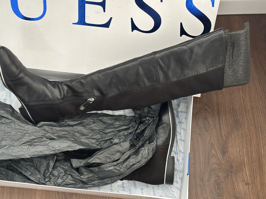 Сапоги выше колена, ботфорты Guess кожа Италия.
