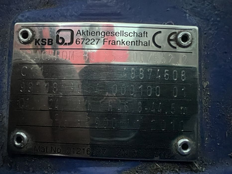 Pompa KSB Etachrom BC 25-200/55 z silnikiem Siemens 5,5 kW