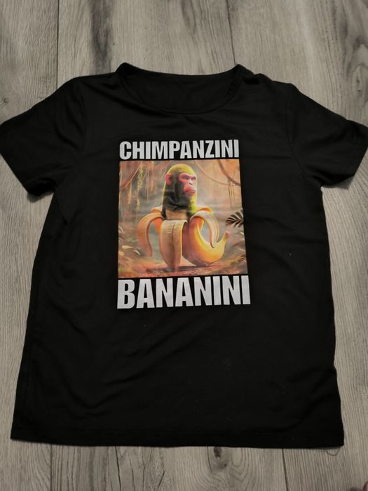Czarny t-shirt italian Brainrot chimpansini Bananini