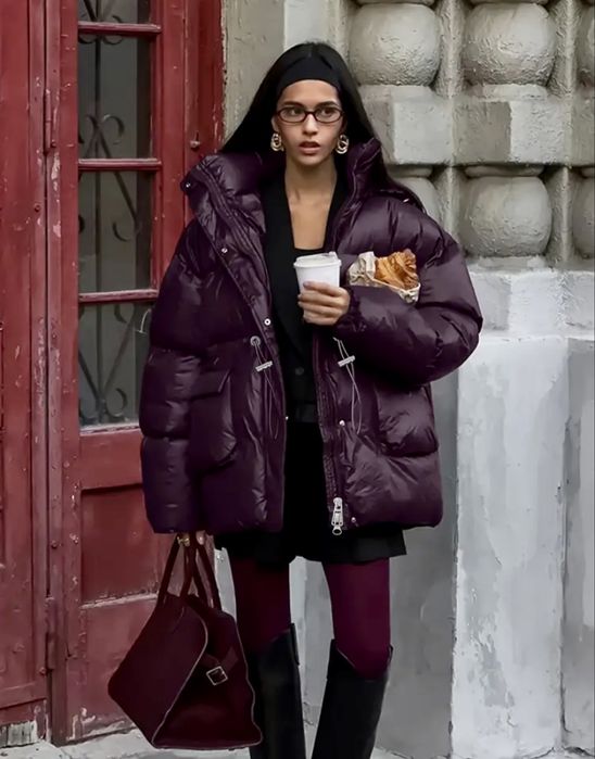Пальто жіноче тепле фіолетового кольору