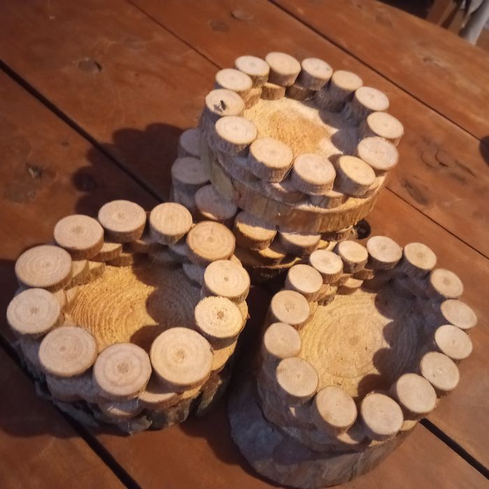 Mini koszyczki, osłonka do doniczek, kwiatków, krążki drewniane