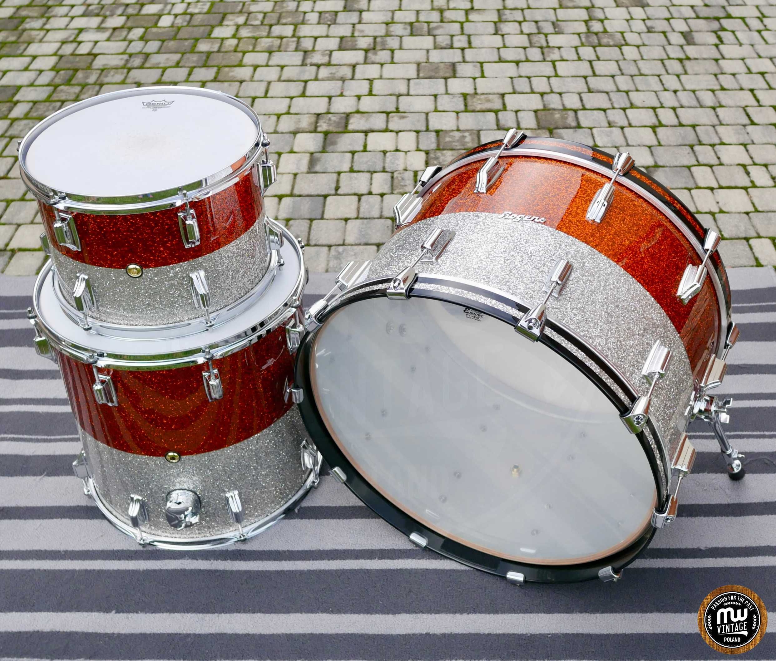 Perkusja Rogers Powertone 22”, 13", 16” Copper/Silver Sparkle 60s ‼️