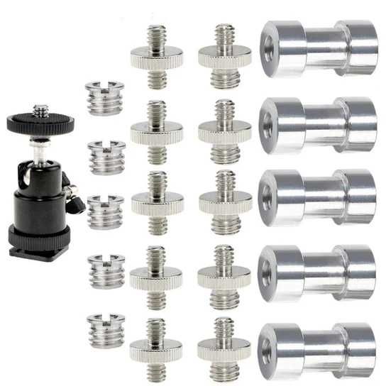 Gwintowane śruby 1/4" i 3/8" do statywu, głowicy kulowej – 21 sztuk