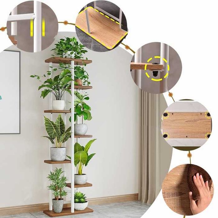 Nowy Kwietnik Metalowy 7-poziomowy Piętrowy Stojak Kwiaty Rośliny