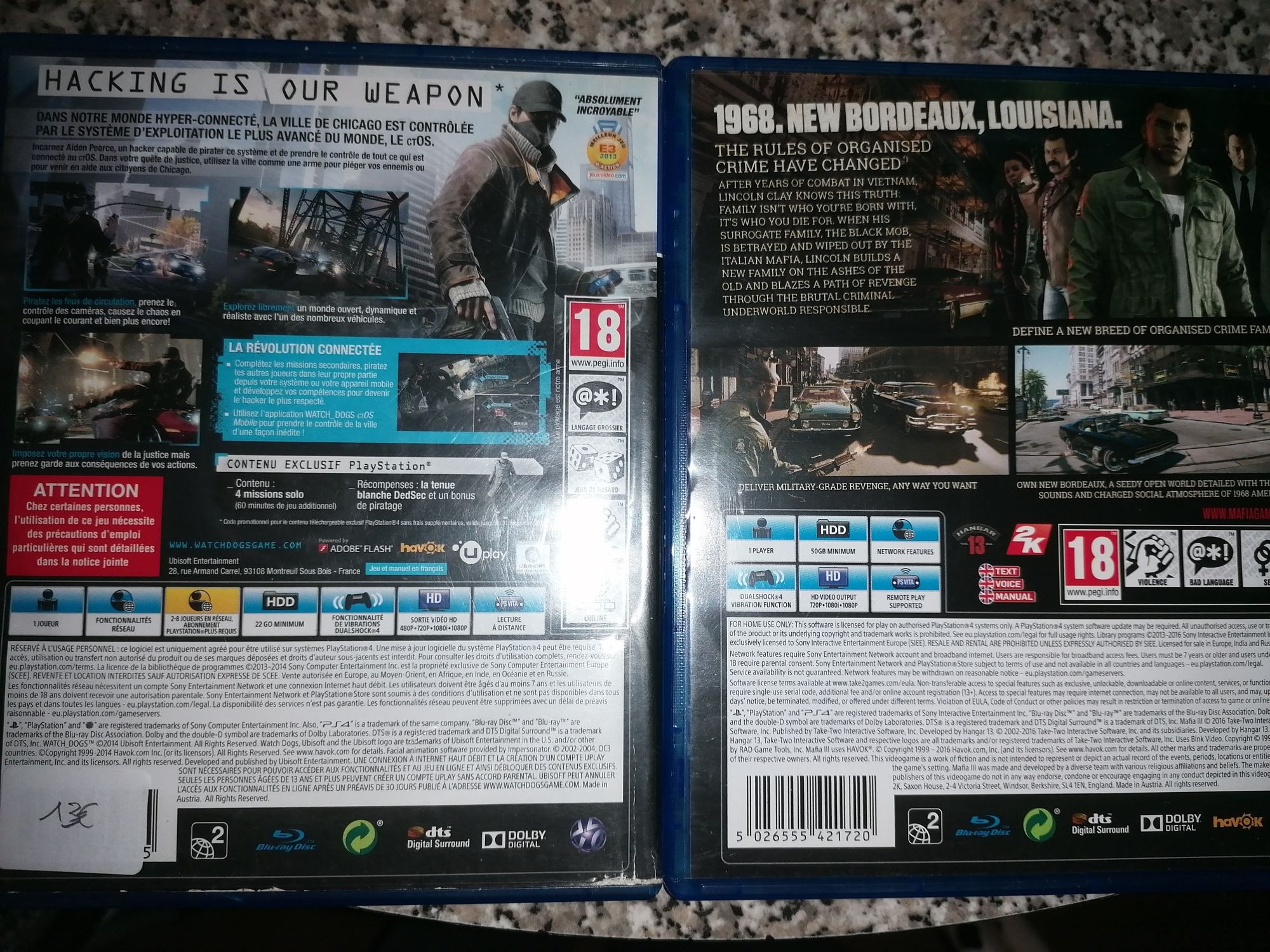 2 Jogos PS4 Máfia e Watch Dogs