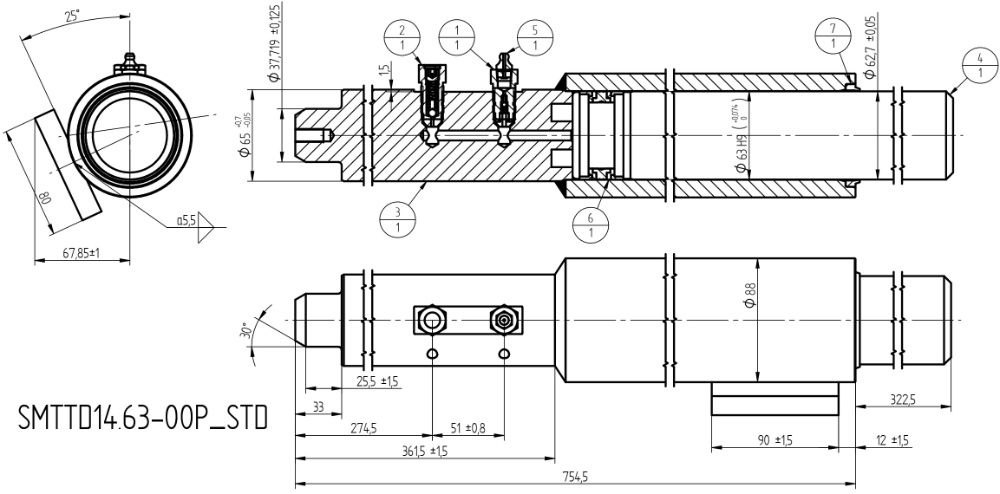 Siłownik Cylinder Napinacza GĄSIENICY DRESSTA TD-15R PRAWY [2584]