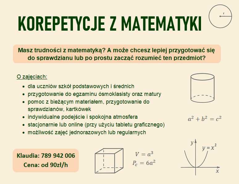 Korepetycje MATEMATYKA | Online | Stacjonarnie