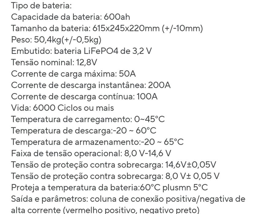 Bateria 12v 600A