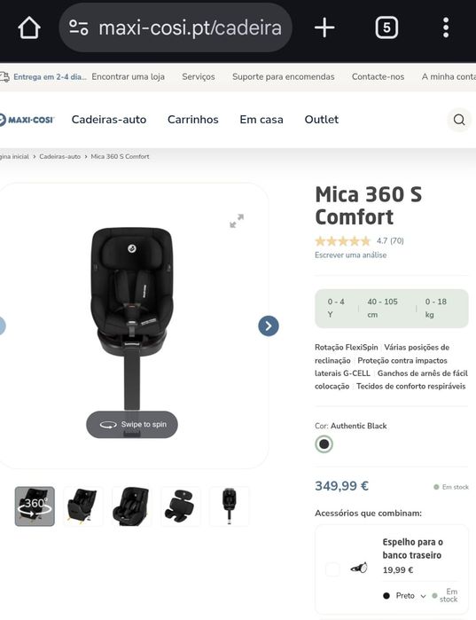 Cadeira auto Maxi Cosi