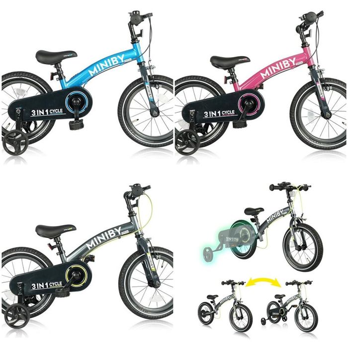 Велосипед - велобег 3in1 Q PLAY MINIBY,колеса 14,съёмные педали