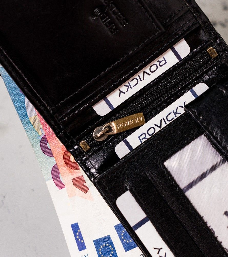 skórzany portfel męski z ochroną rfid protect — rovicky