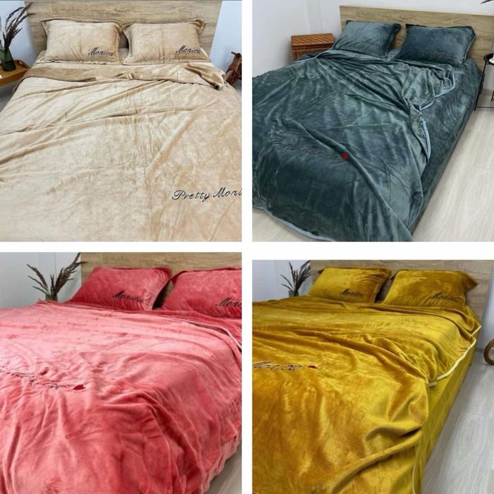 Однотонні мʼякі велюрові комплекти постільна білизна "Monica" Koloco