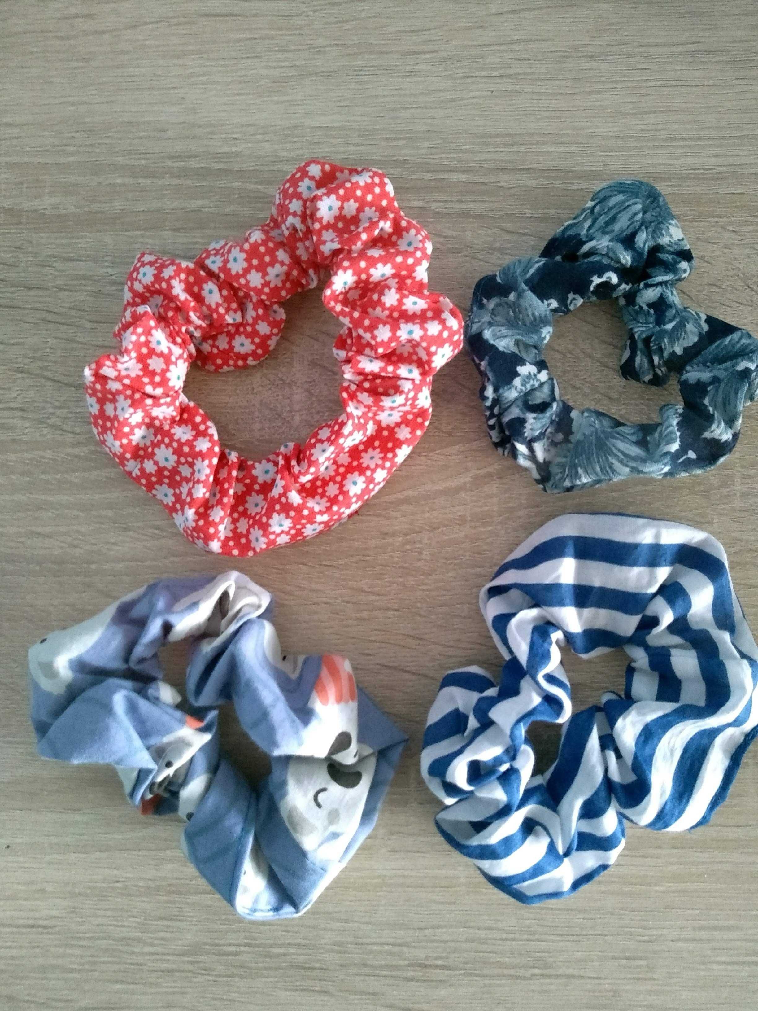 Zestaw scrunchie 4 szt piąta gratis! Różne wzory, handmade NOWE