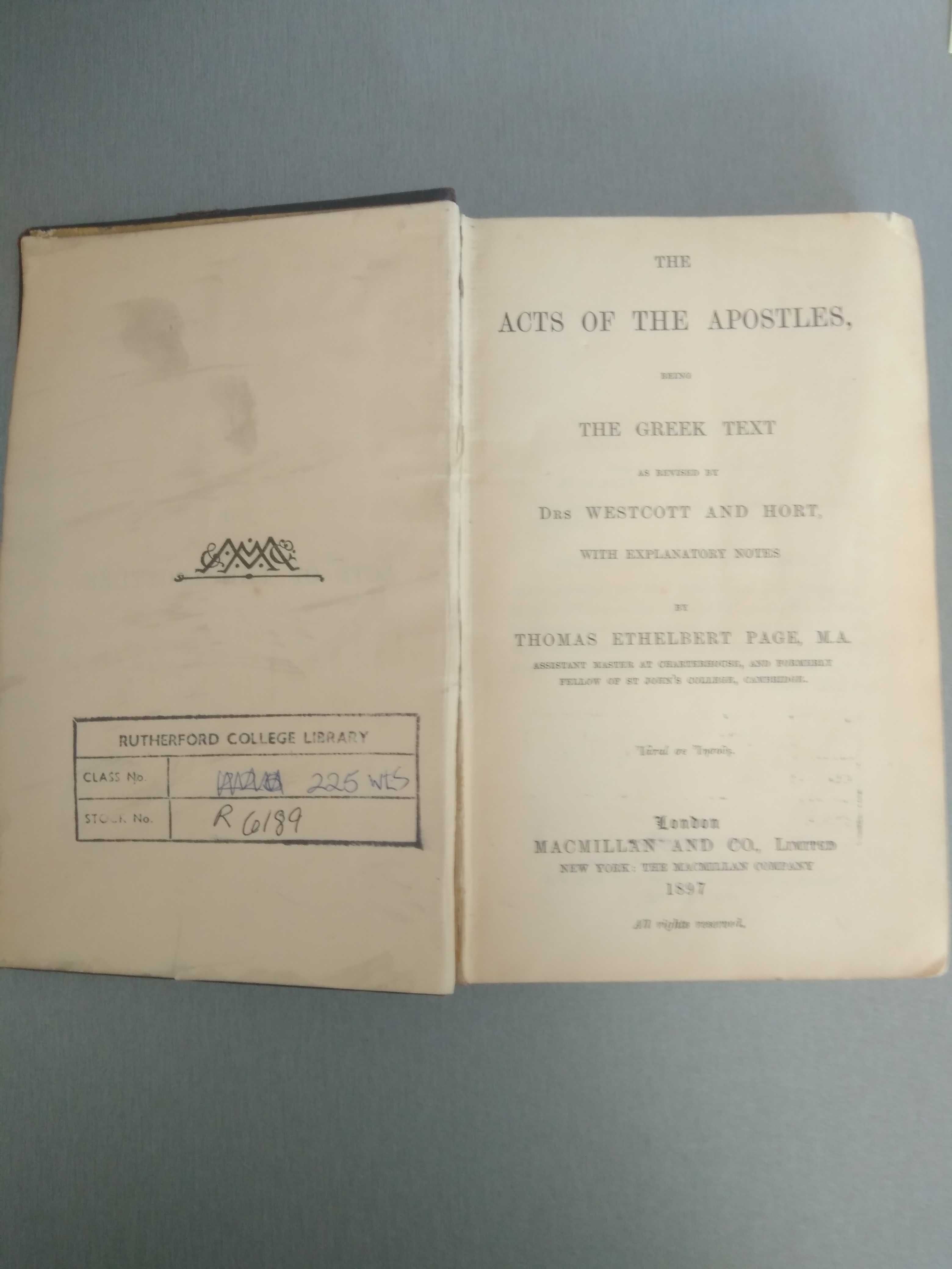 Деяния апостолов на древнегреческом языке 1897 г.