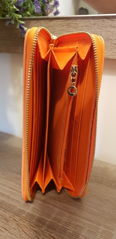 portfel duży pomarańczowy
