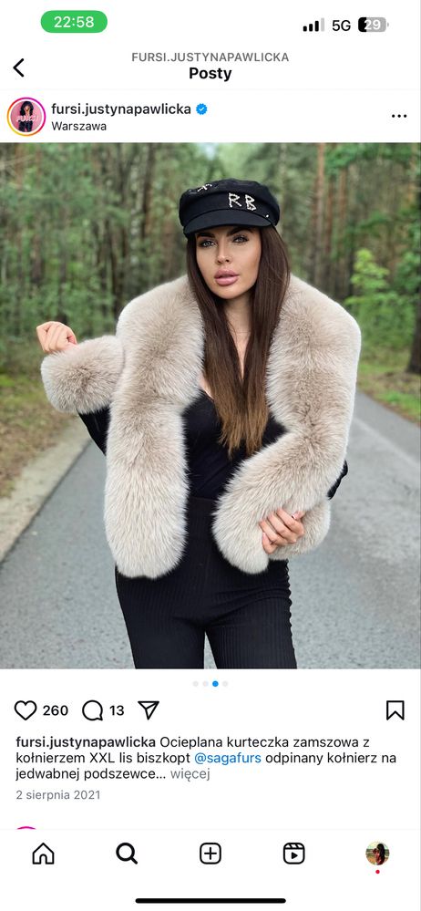 Kurtka z obszyciem obszernym z lisa justyna pawlicka fursi