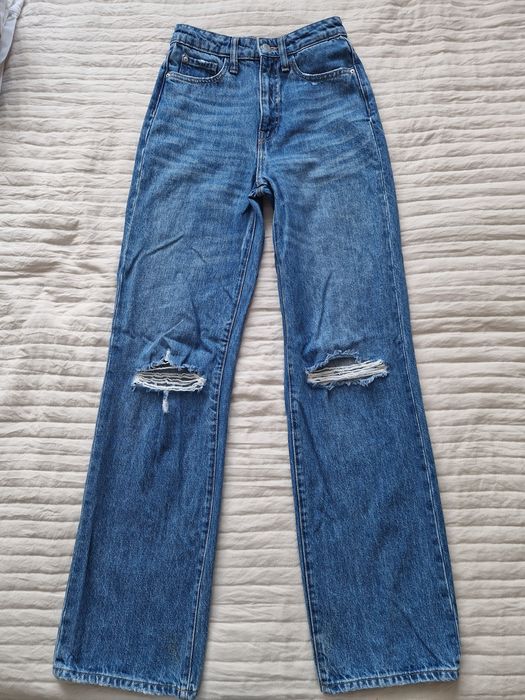 Szerokie spodnie dżinsy z rozdarciami wysoki stan Cubus