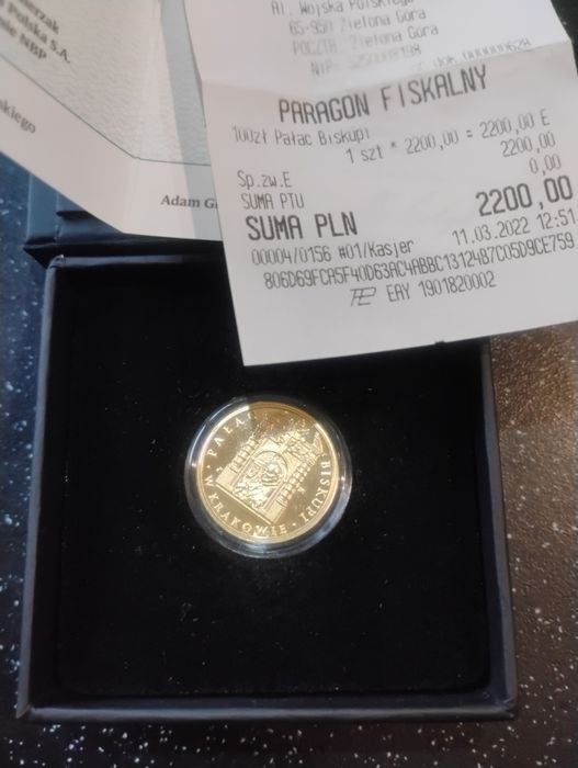 100 zl Pałac Biskupi w Krakowie zloto