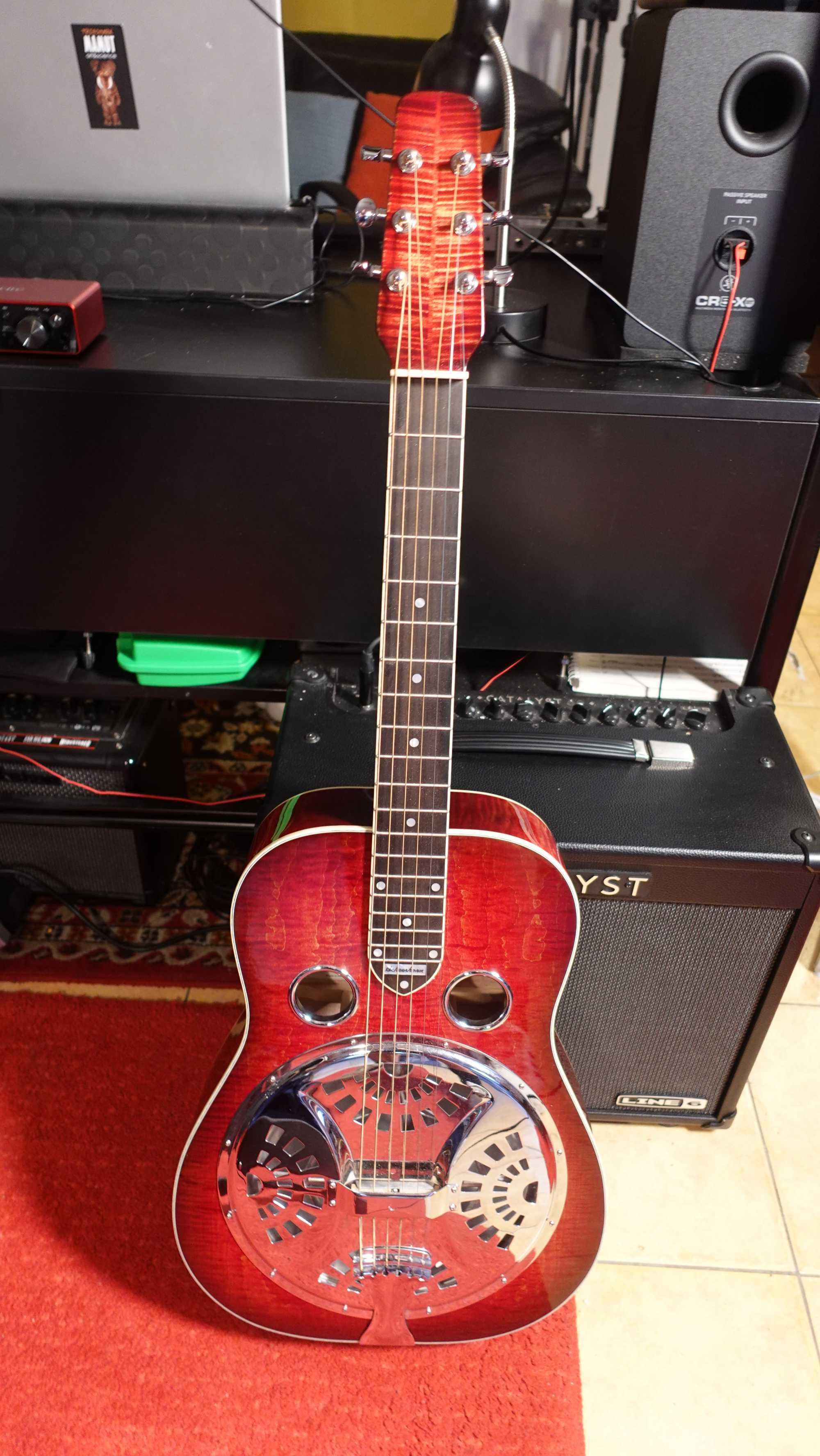 Gitara DOBRO Scheerhorn L-Body Flame Maple Squareneck Resophonic