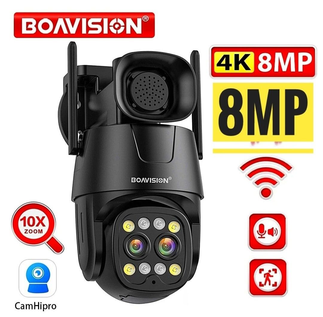 BOAVISION 8MP 4K відео ІР- камера ,поворотна+128 гіг флешка