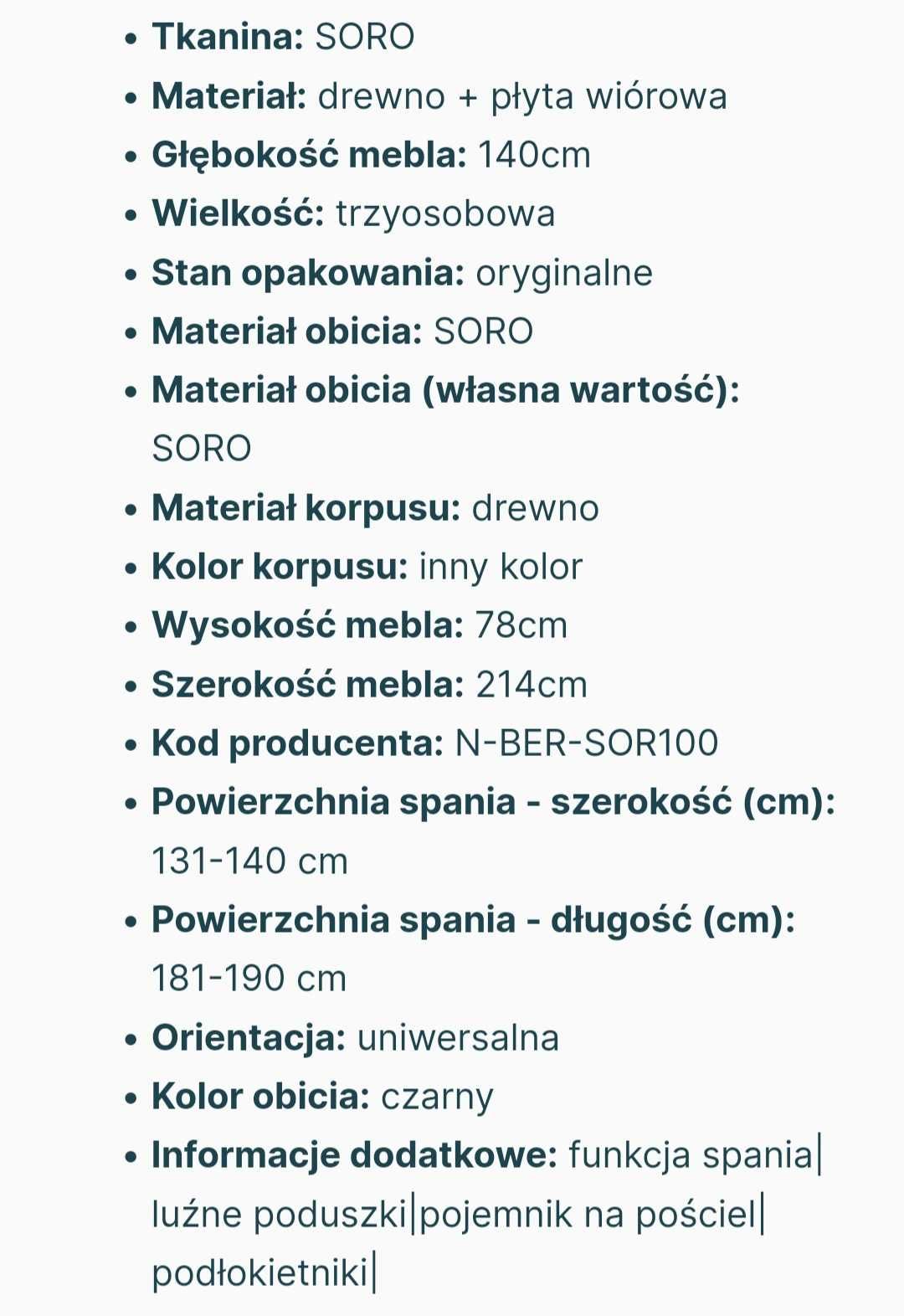 Nowy!!! Narożnik kanapa z funkcją spania BERLIN czarny