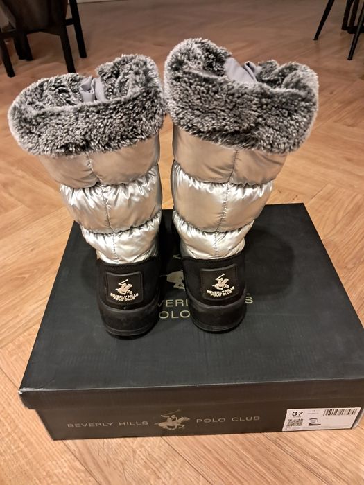 Śniegowce Kozaki Beverly Hills Polo Club 37 srebrne Super ciepłe