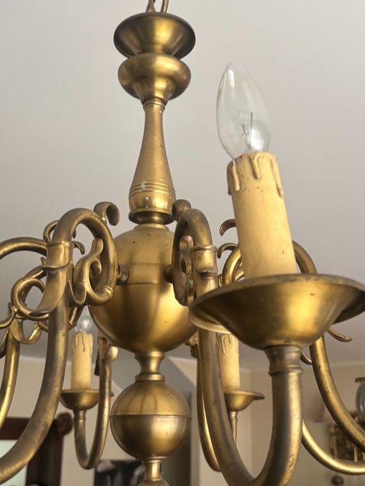 Candeeiro de teto em latão. Vintage