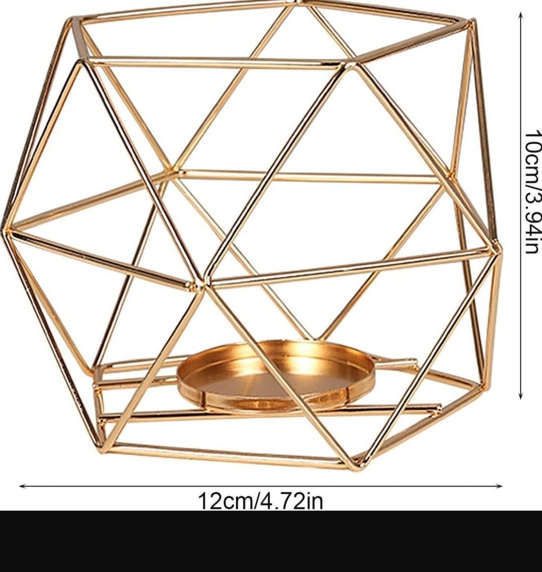 2 sztuki 3D geometryczny polerowany świecznik na podgrzewacze, złote