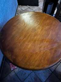 Drewniany okrągły stół + 3 krzesła