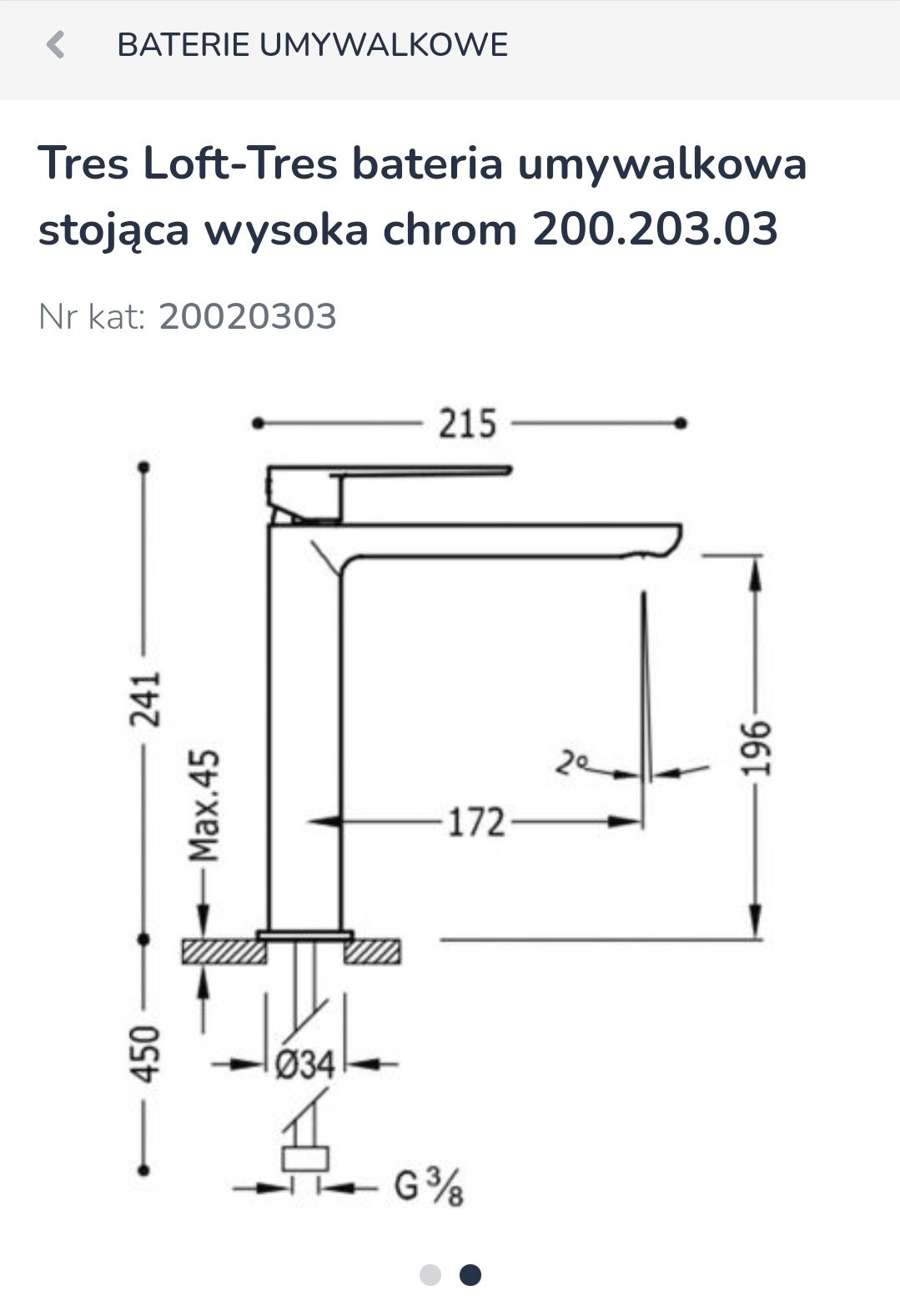 Bateria Umywalkowa Tres Loft