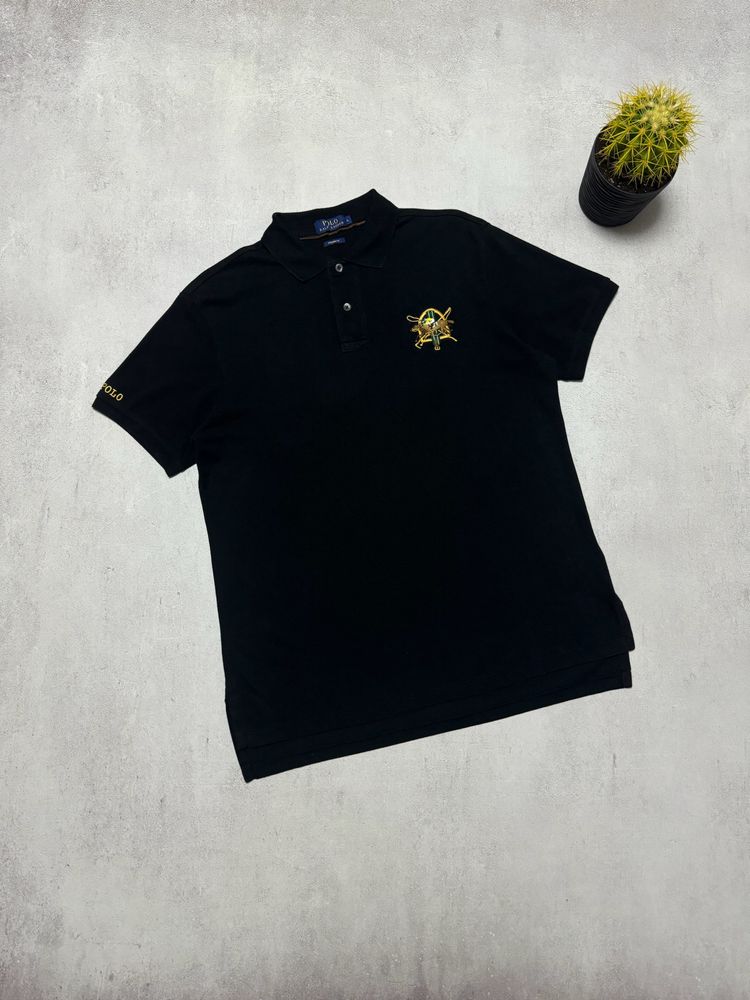 Поло футболка чорна чоловіча Polo Ralph Lauren big logo оригінал