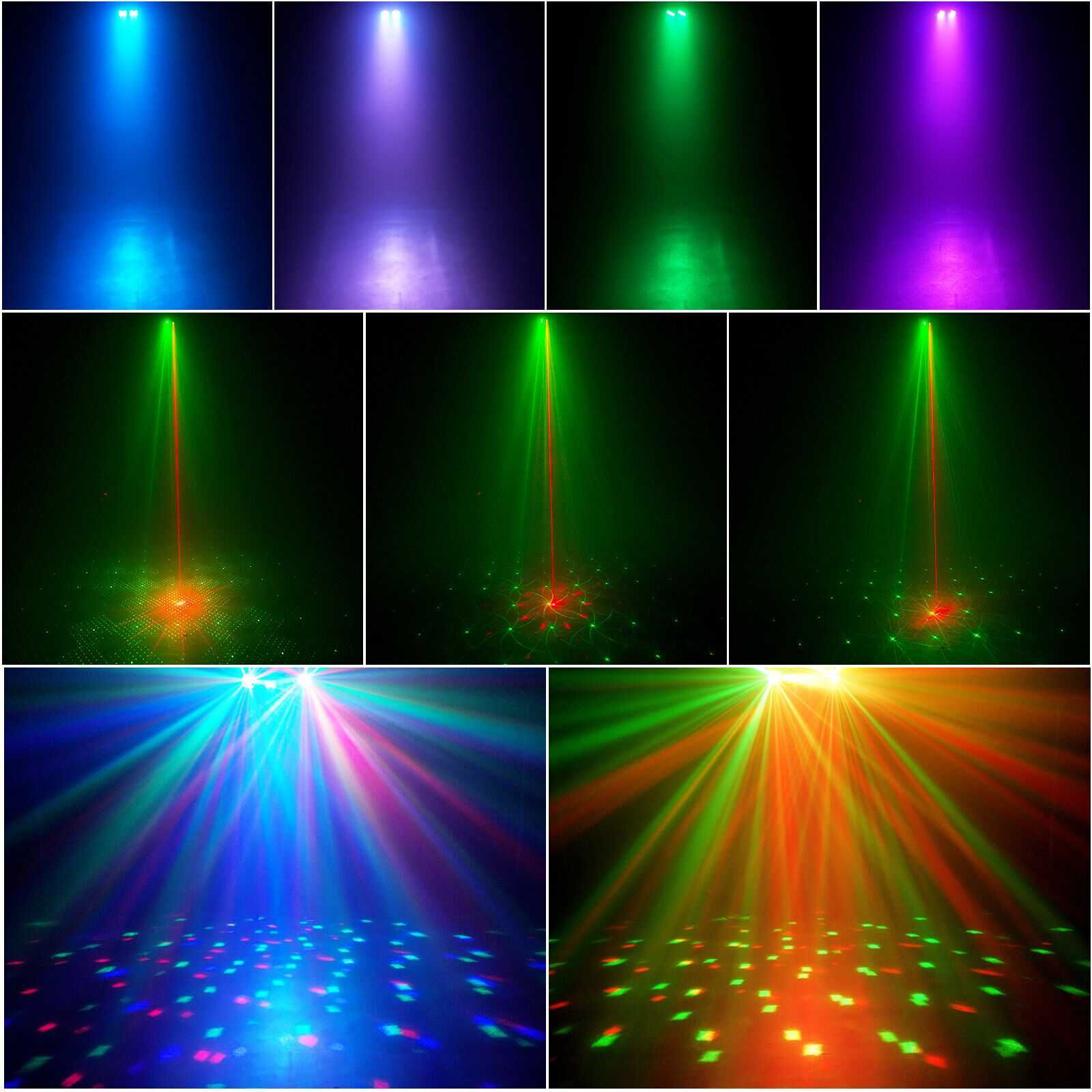 5-Efektów Belka LED Par Disco Kula Laser Strobo UV na statywie + pilot