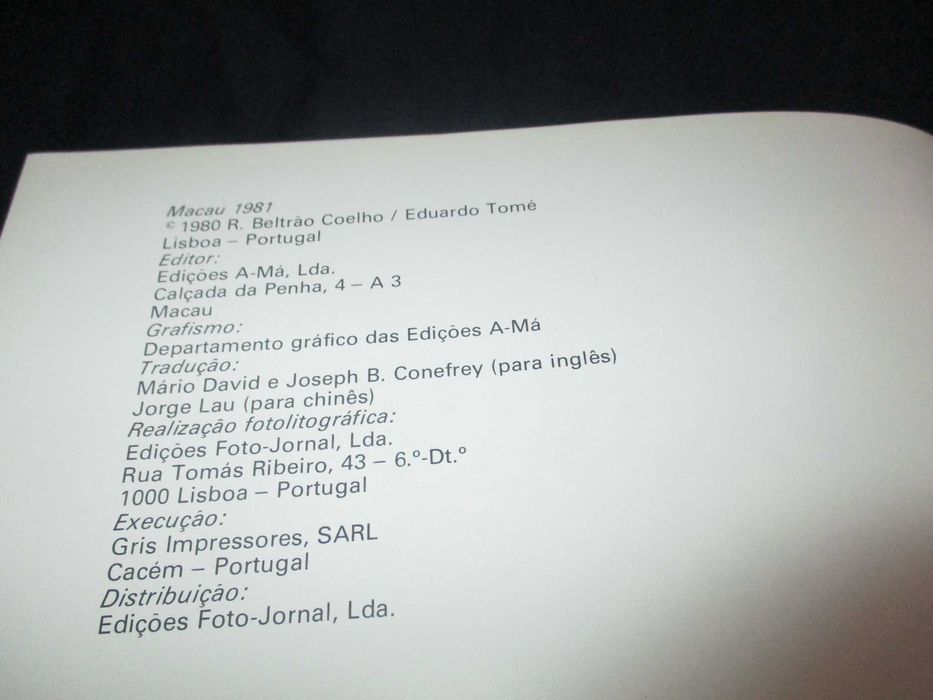 Livro Macau 1981 Beltrão Coelho Eduardo Tomé