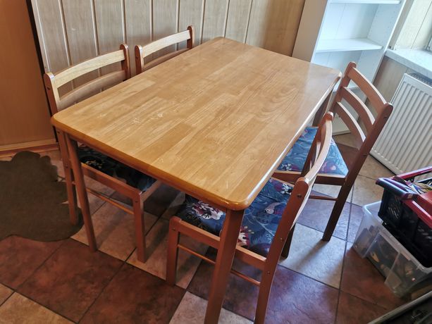 Komplet stół 75x120 cm i 4 krzesła drewno