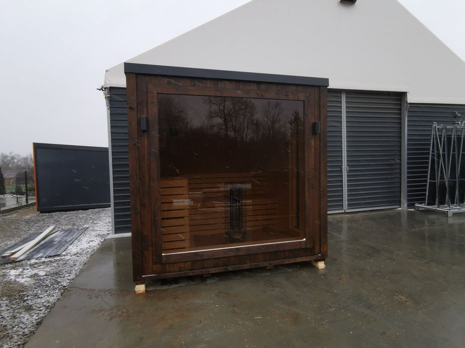Sauna zewnętrzna ogrodowa 2,5m x 2,5m Ocieplona  Piec Witryna Okazja