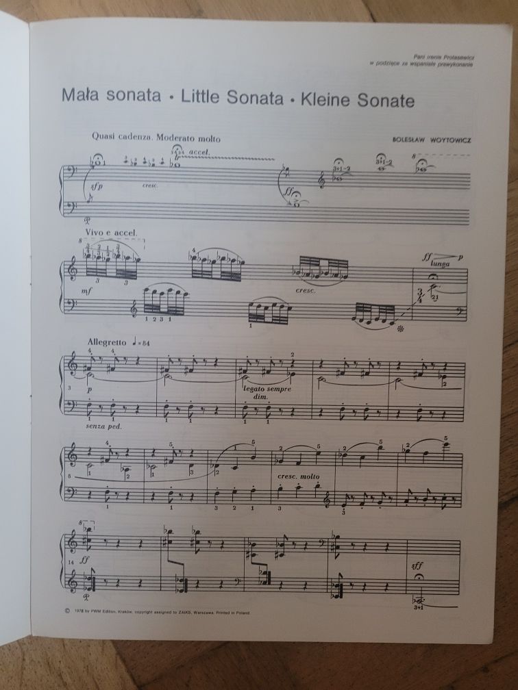 Nuty B.Woytowicz Mała Sonata 1978 PWM