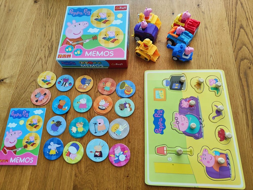 Zestaw zabawek świnka Peppa ( puzzle, super pamięć,pojazdy)