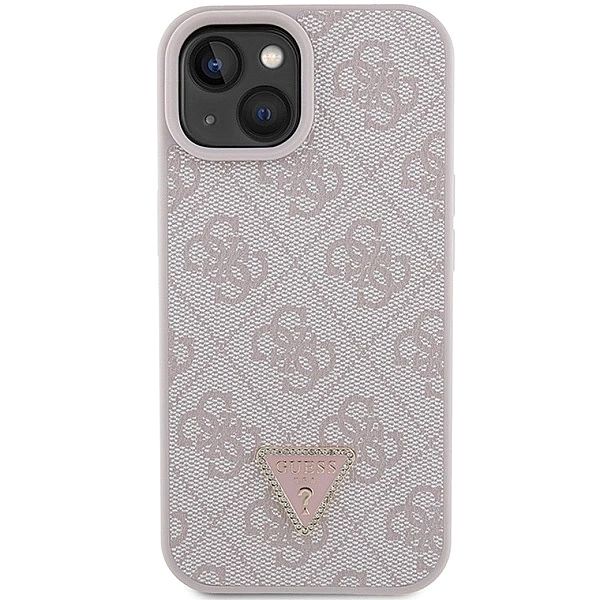 Etui Guess Leather 4G Triangle Strass do iPhone 15 - różowe