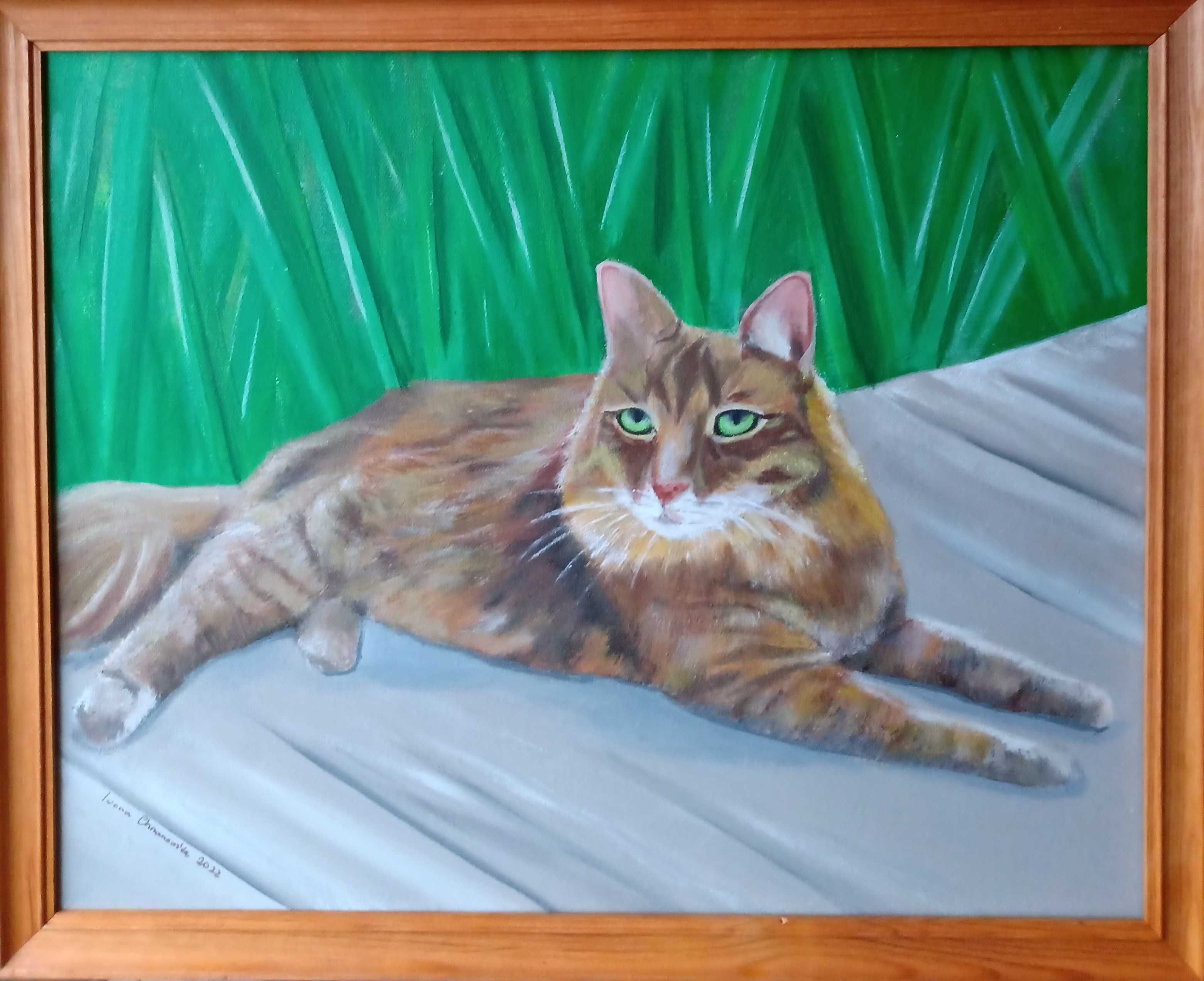 Portret psa i kota malowany na płótnie