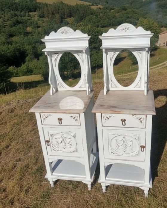 Mesas Cabeceira Brancas Arte Nova